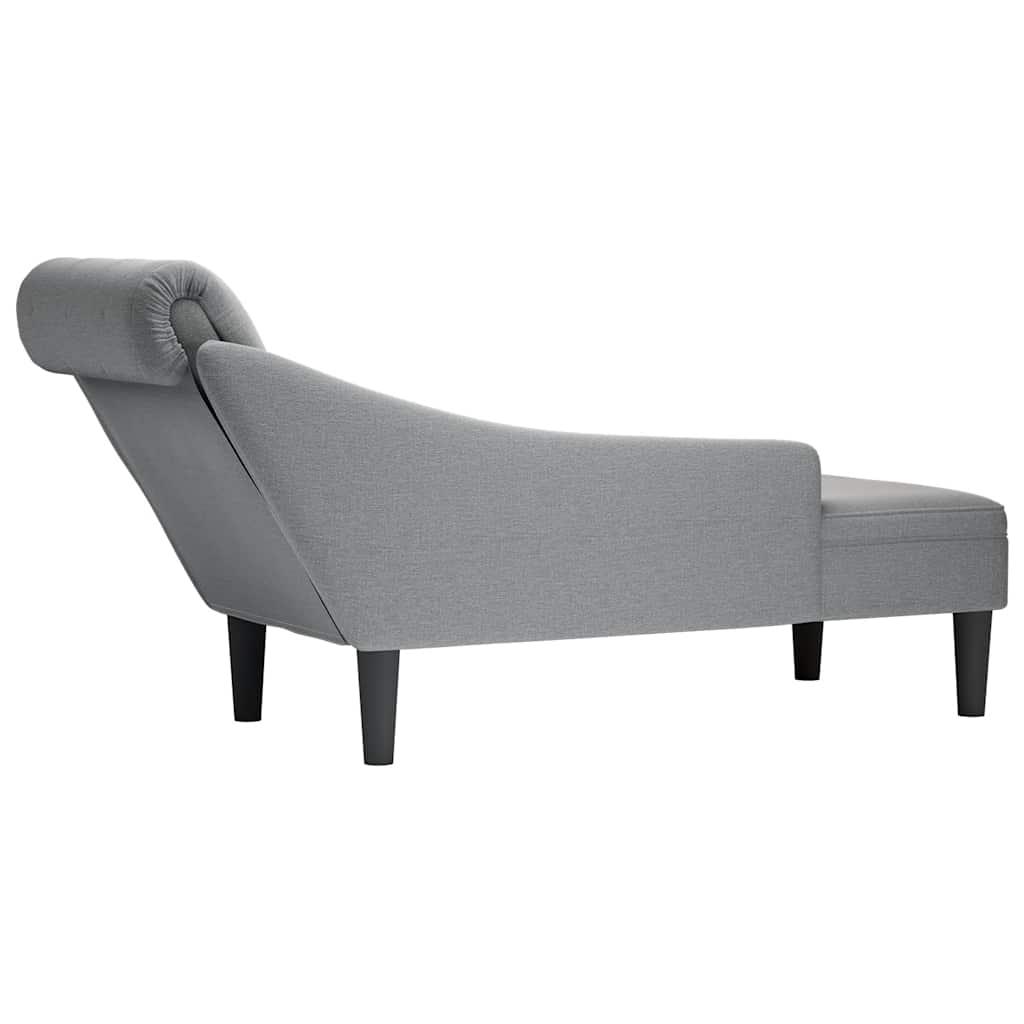 Chaise Lounge with Pillow and Right Armrest Light Grey Fabric