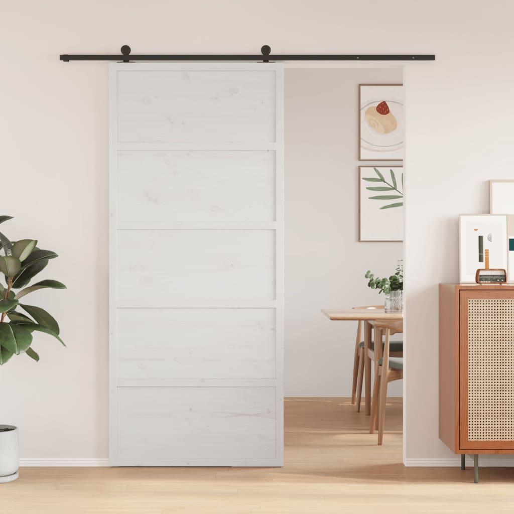 Barn Door White 90x208 cm Solid Wood Pine