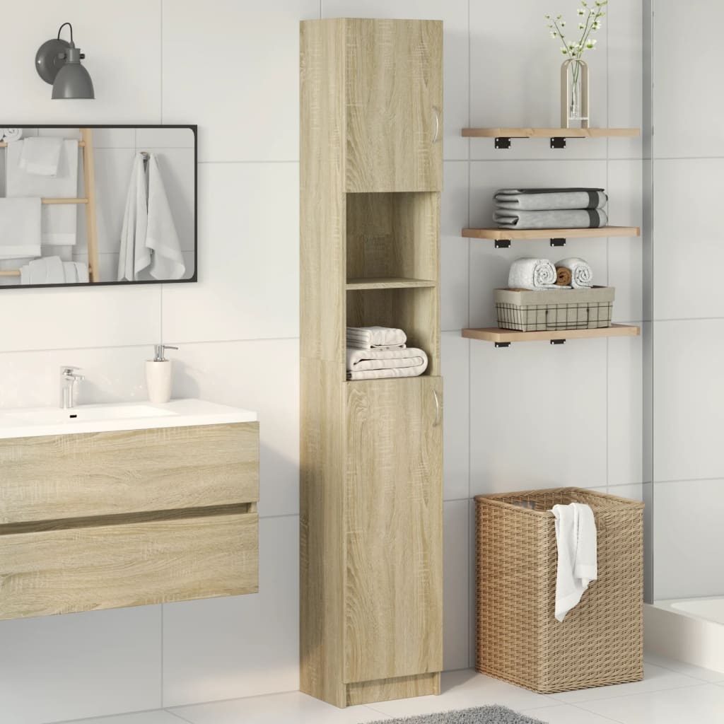 Bathroom Cabinet Sonoma Oak 32x25.5x190 cm Engineered Wood