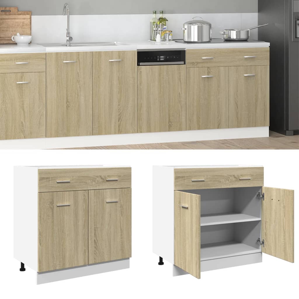 Drawer Bottom Cabinet Sonoma Oak 80x46x81.5 cm Engineered Wood