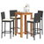 5 Piece Garden Bar Set Black Solid Wood Acacia and Poly Rattan