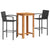 3 Piece Garden Bar Set Black Solid Wood Acacia and Poly Rattan