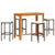 5 Piece Garden Bar Set Brown Solid Wood Acacia and Poly Rattan