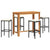 5 Piece Garden Bar Set Black Solid Wood Acacia and Poly Rattan