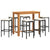 7 Piece Garden Bar Set Black Solid Wood Acacia and Poly Rattan