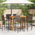 7 Piece Garden Bar Set Brown Solid Wood Acacia and Poly Rattan