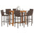 7 Piece Garden Bar Set Brown Solid Wood Acacia and Poly Rattan