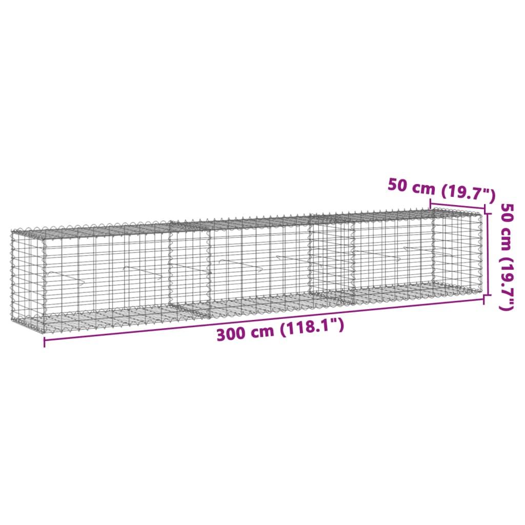 Gabion Basket with Cover 300x50x50 cm Galvanised Iron