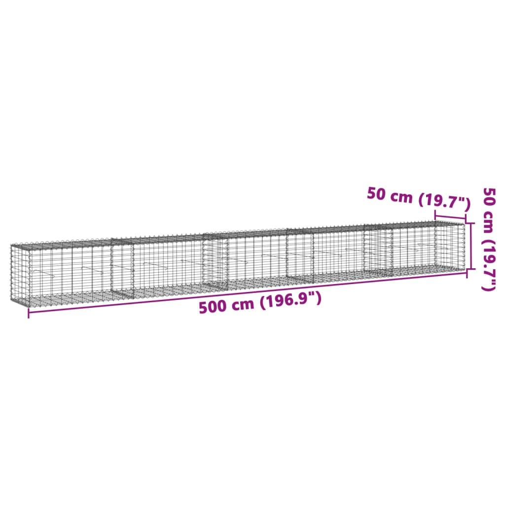 Gabion Basket with Cover 500x50x50 cm Galvanised Iron