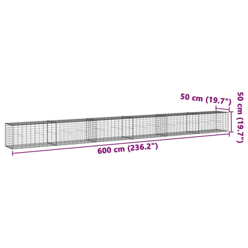 Gabion Basket with Cover 600x50x50 cm Galvanised Iron