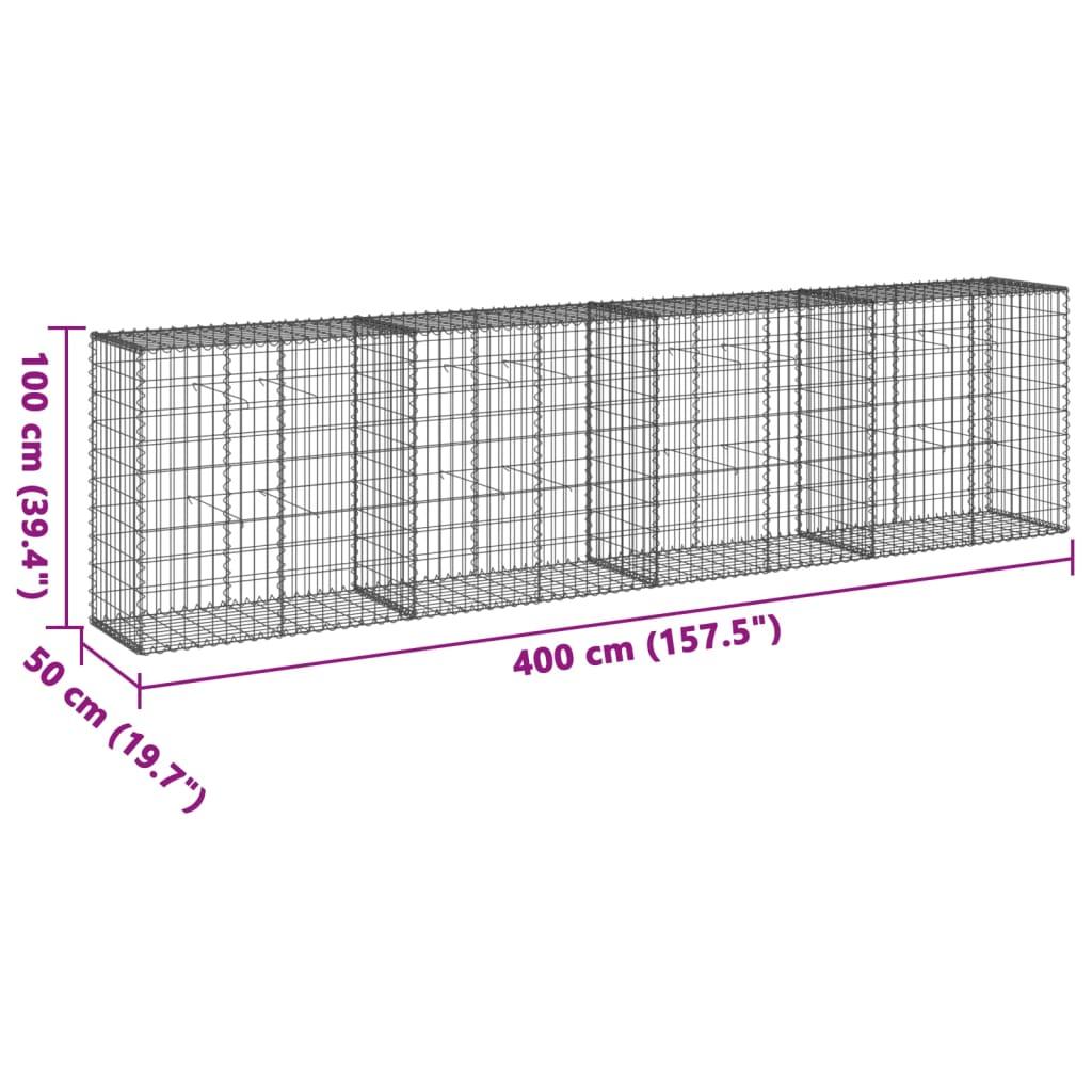 Gabion Basket with Cover 400x50x100 cm Galvanised Iron