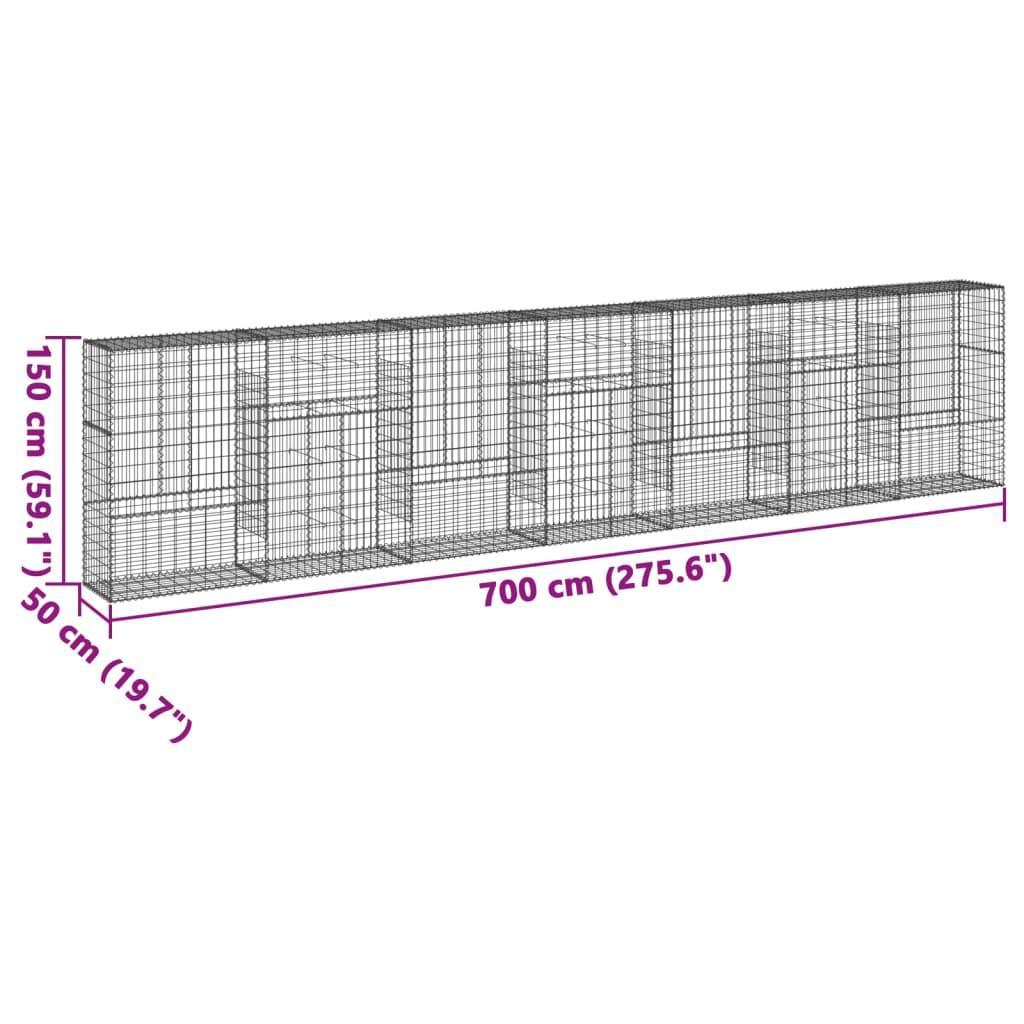 Gabion Basket with Cover 700x50x150 cm Galvanised Iron