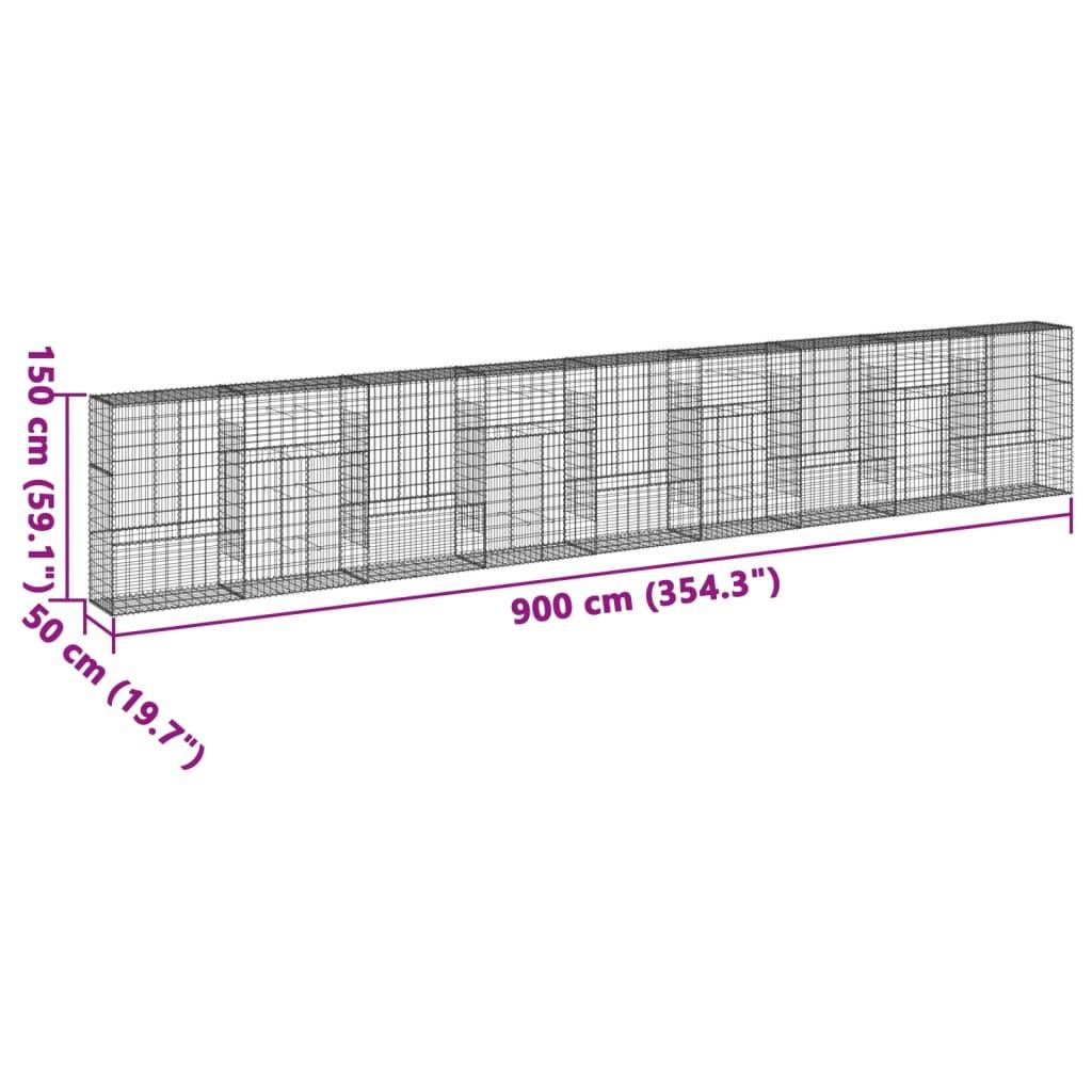 Gabion Basket with Cover 900x50x150 cm Galvanised Iron