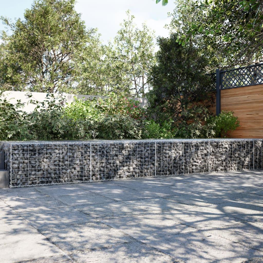 Gabion Basket with Cover 400x100x50 cm Galvanised Iron