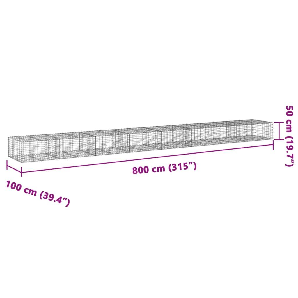 Gabion Basket with Cover 800x100x50 cm Galvanised Iron