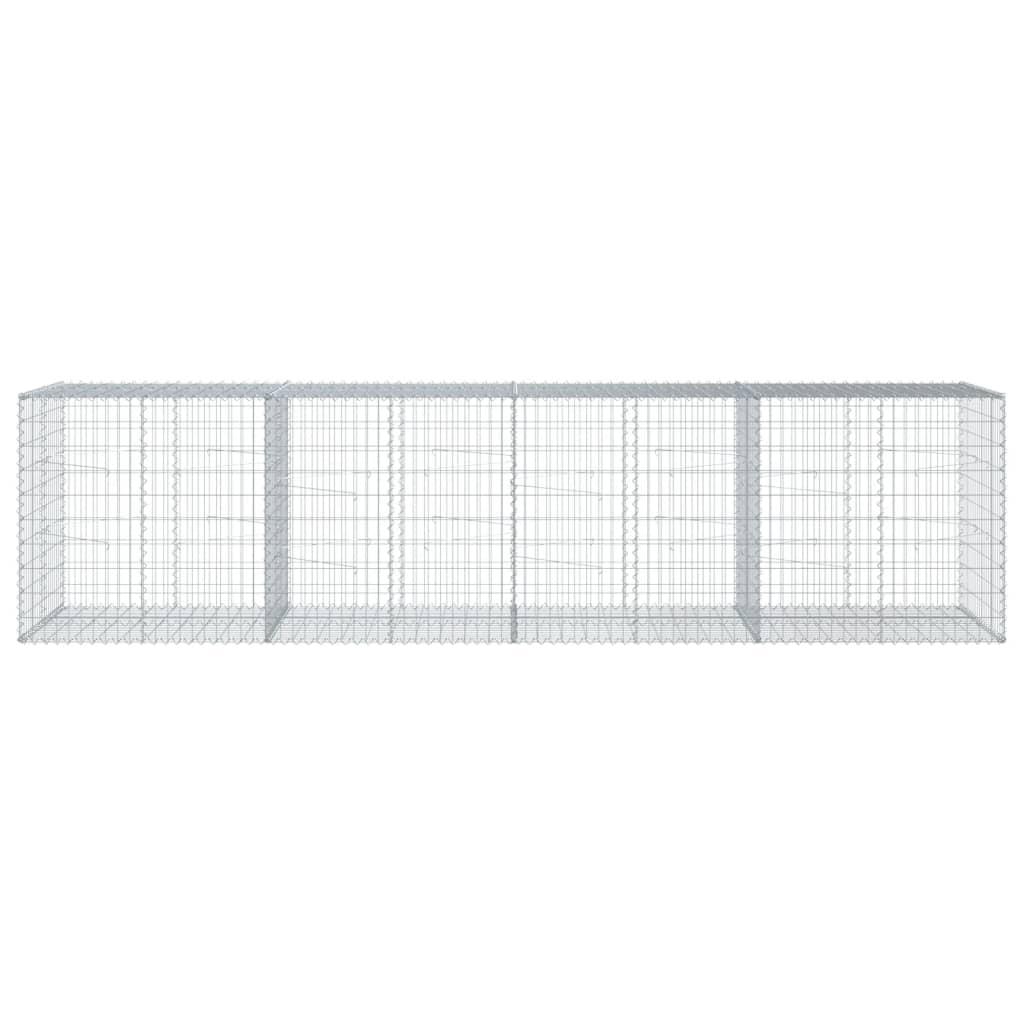 Gabion Basket with Cover 400x100x100 cm Galvanised Iron