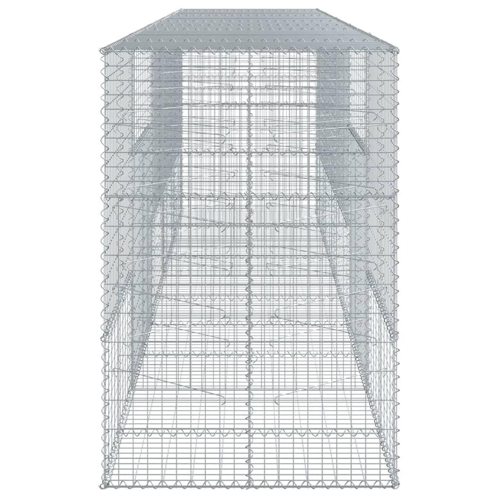 Gabion Basket with Cover 500x100x150 cm Galvanised Iron