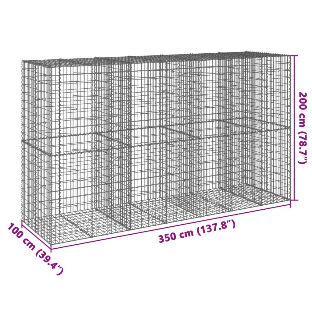 Gabion Basket with Cover 350x100x200 cm Galvanised Iron