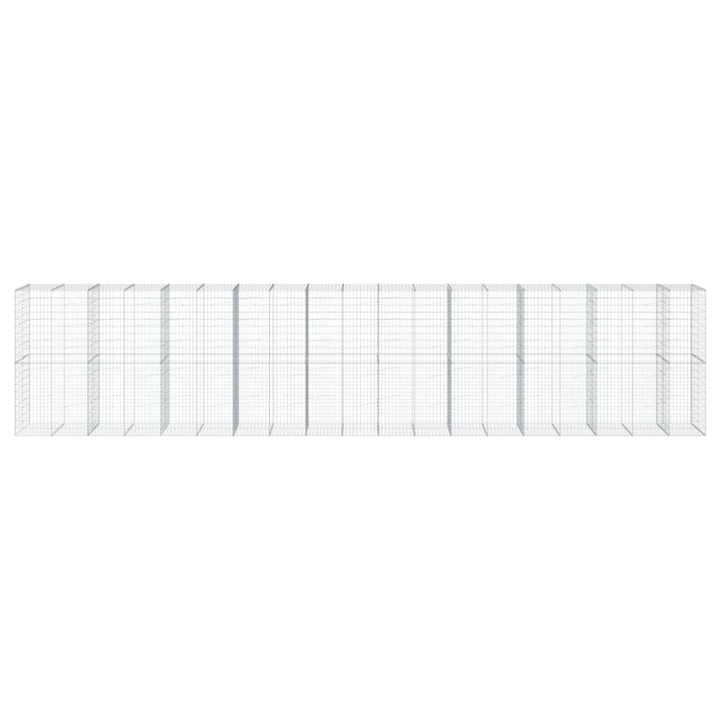 Gabion Basket with Cover 950x100x200 cm Galvanised Iron