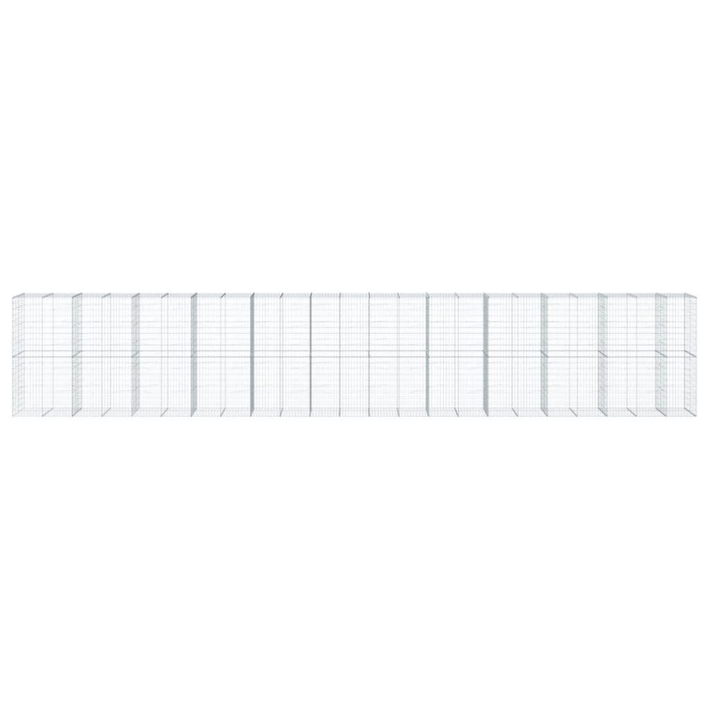 Gabion Basket with Cover 1150x100x200 cm Galvanised Iron