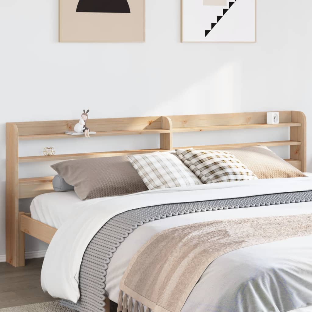 Headboard with Shelves 180 cm Solid Wood Pine