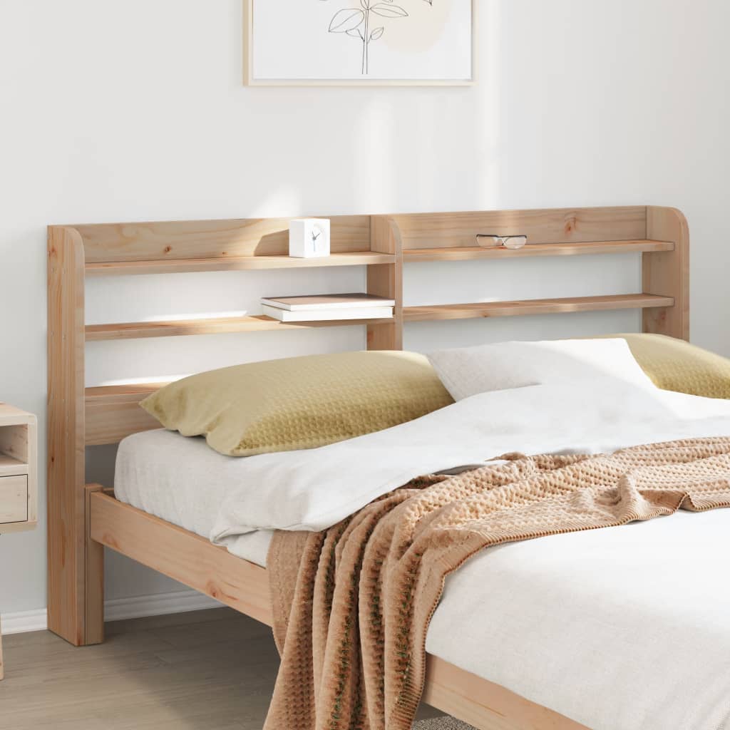 Headboard with Shelves 120 cm Solid Wood Pine