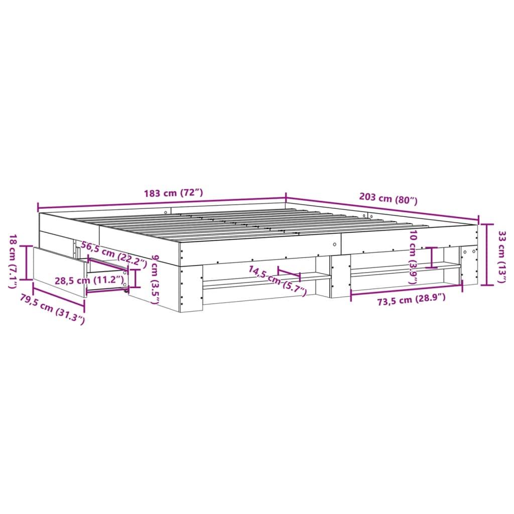 Bed Frame without Mattress Sonoma Oak 183x203 cm King Engineered Wood