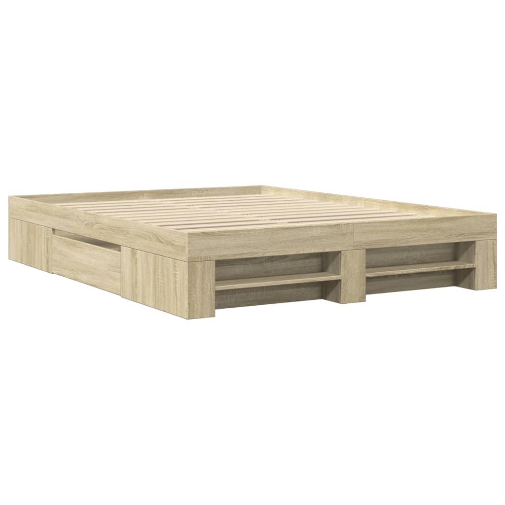 Bed Frame without Mattress Sonoma Oak 150x200 cm Engineered Wood