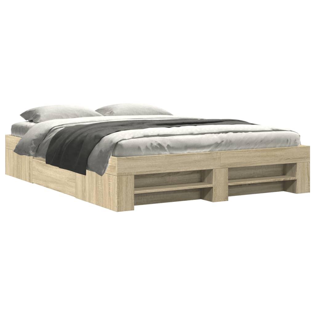 Bed Frame without Mattress Sonoma Oak 150x200 cm Engineered Wood