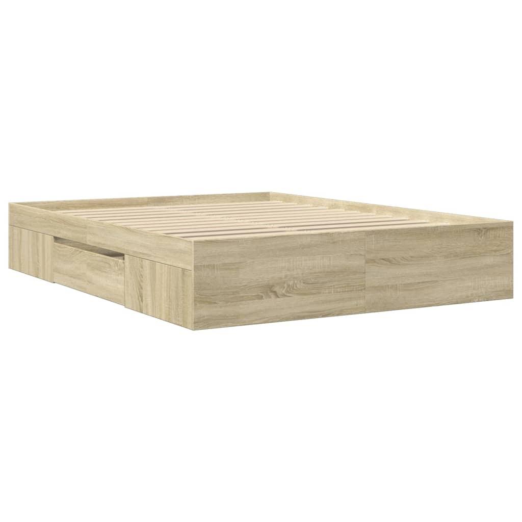 Bed Frame without Mattress Sonoma Oak 150x200 cm Engineered Wood