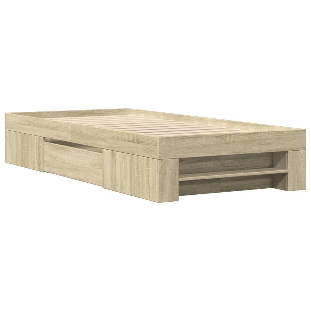 Bed Frame without Mattress Sonoma Oak 90x190 cm Engineered Wood