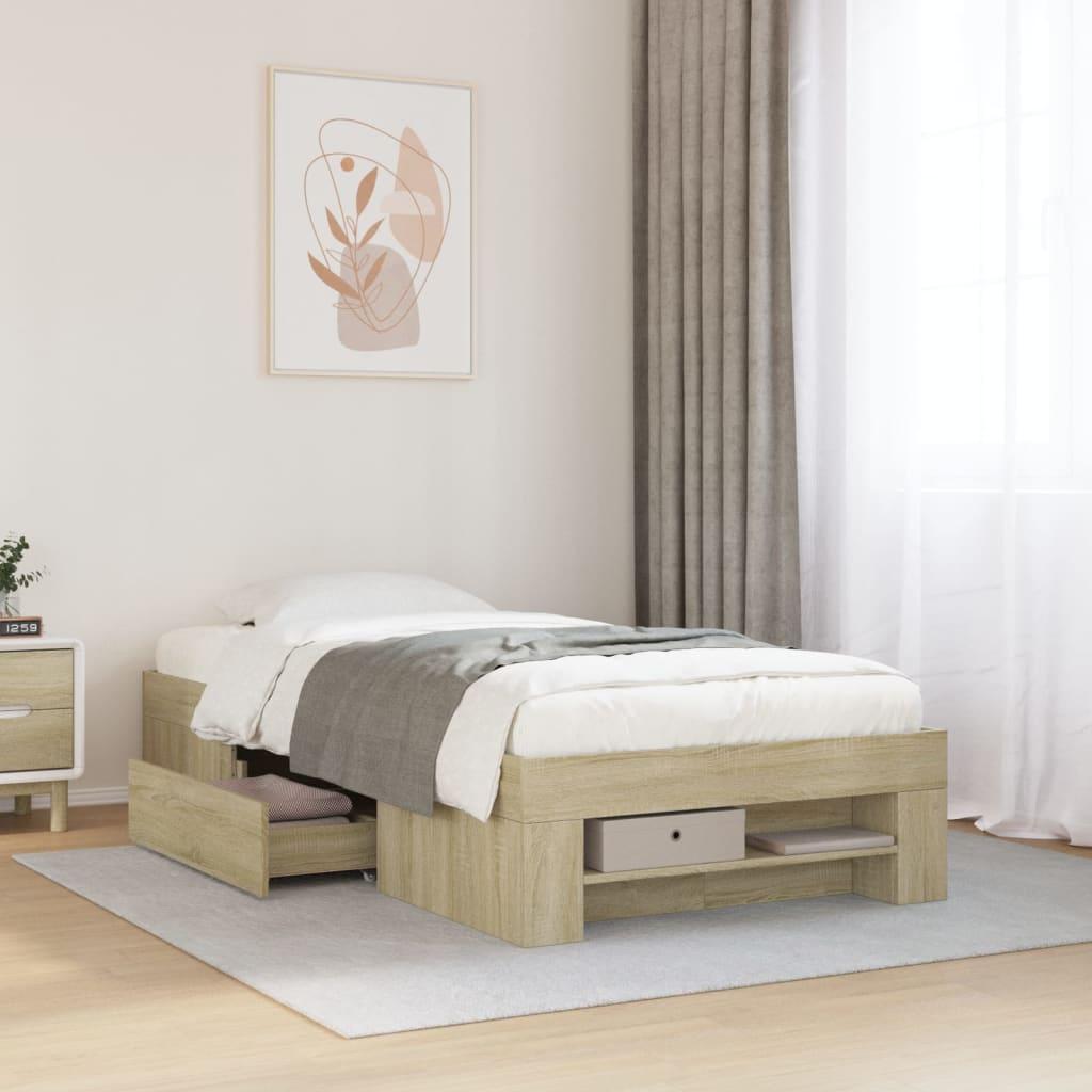 Bed Frame without Mattress Sonoma Oak 90x190 cm Engineered Wood