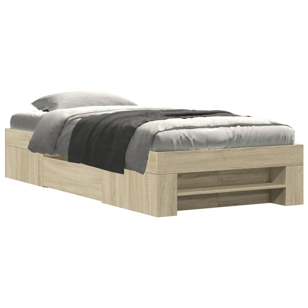 Bed Frame without Mattress Sonoma Oak 90x190 cm Engineered Wood