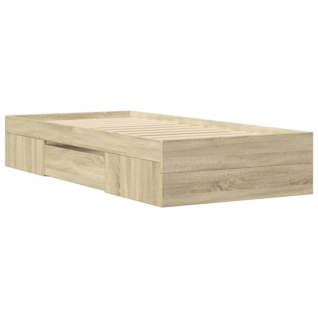 Bed Frame without Mattress Sonoma Oak 90x190 cm Engineered Wood