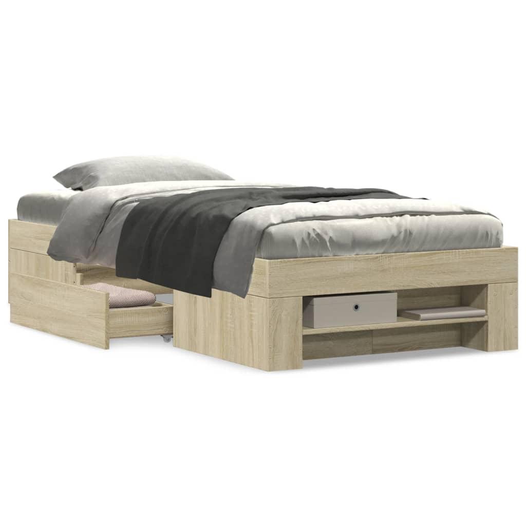 Bed Frame without Mattress Sonoma Oak 90x190 cm Engineered Wood