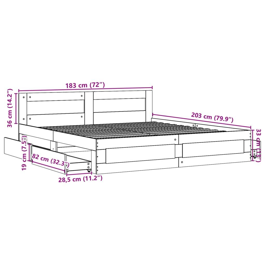 Bed Frame with Headboard without Mattress Sonoma Oak 183x203 cm King