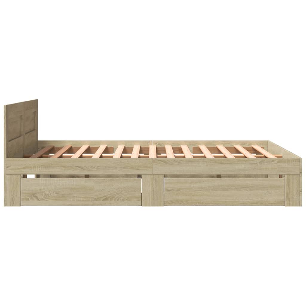 Bed Frame with Headboard without Mattress Sonoma Oak 150x200 cm