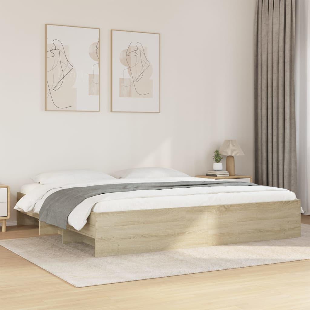 Bed Frame without Mattress Sonoma Oak 183x203 cm King Engineered Wood