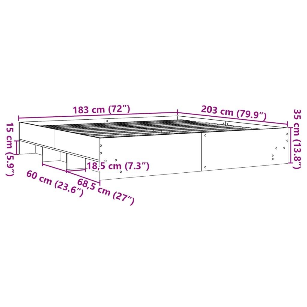 Bed Frame without Mattress Sonoma Oak 183x203 cm King Engineered Wood