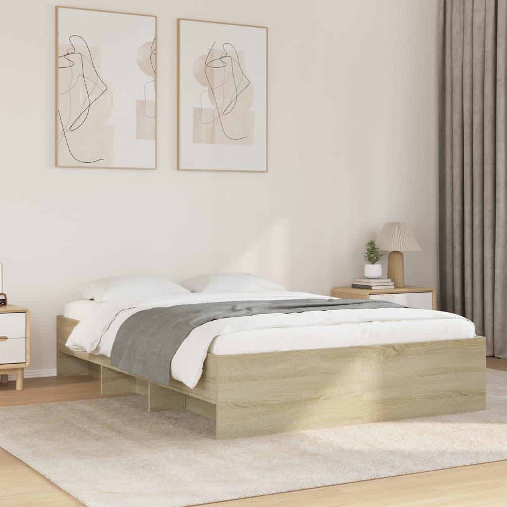 Bed Frame without Mattress Sonoma Oak 135x190 cm Engineered Wood