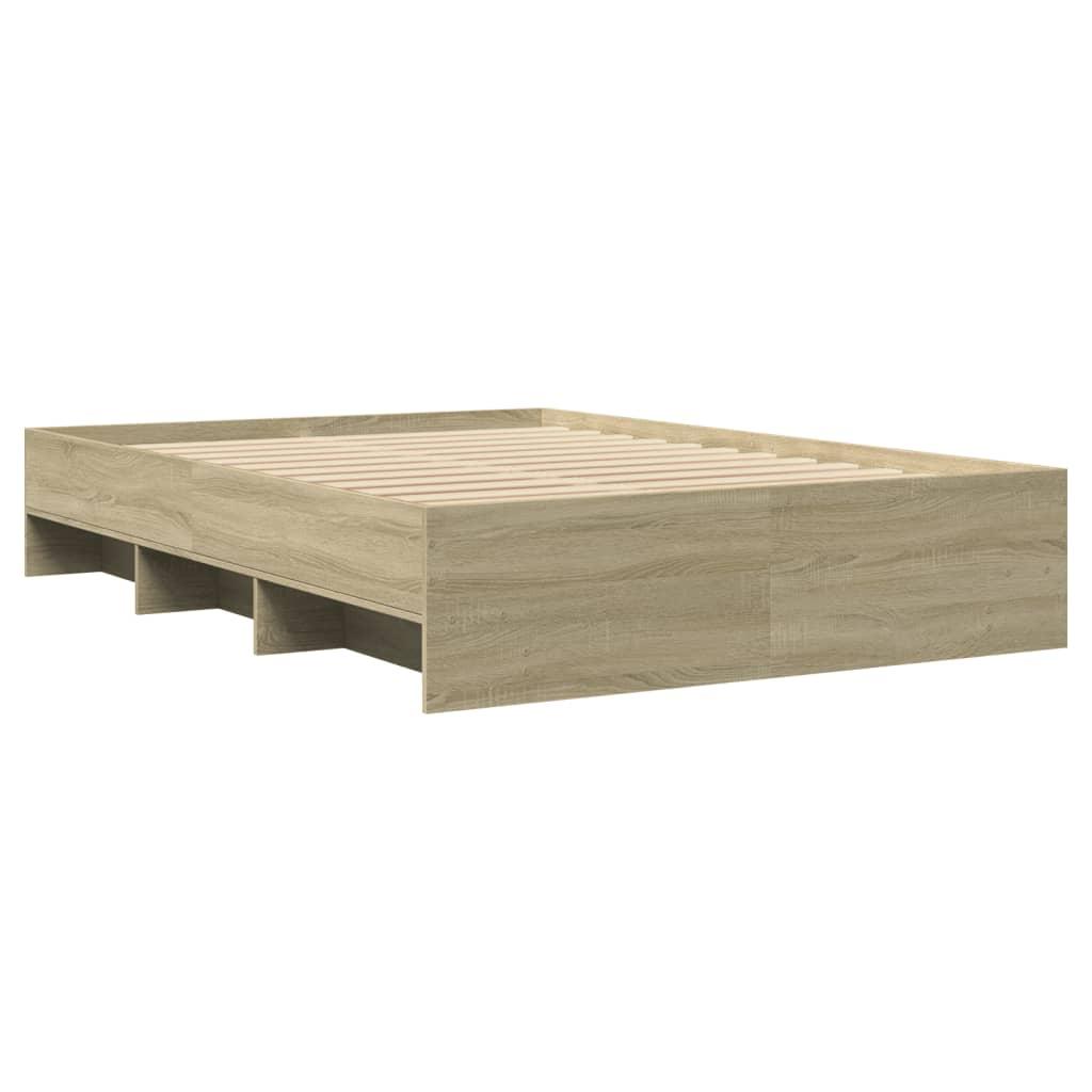 Bed Frame without Mattress Sonoma Oak 135x190 cm Engineered Wood