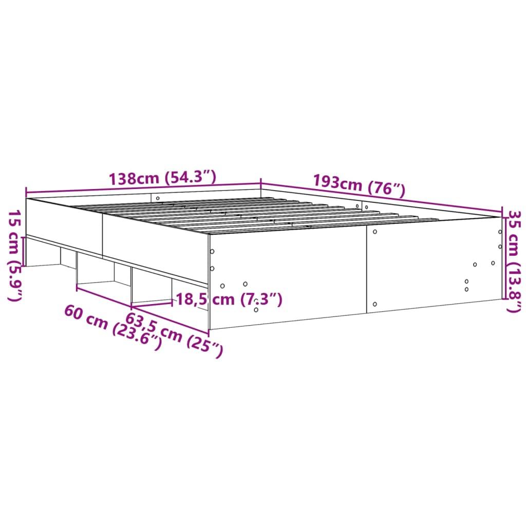 Bed Frame without Mattress Sonoma Oak 135x190 cm Engineered Wood