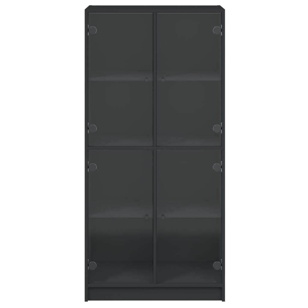 Highboard with Doors Black 68x37x142 cm Engineered Wood