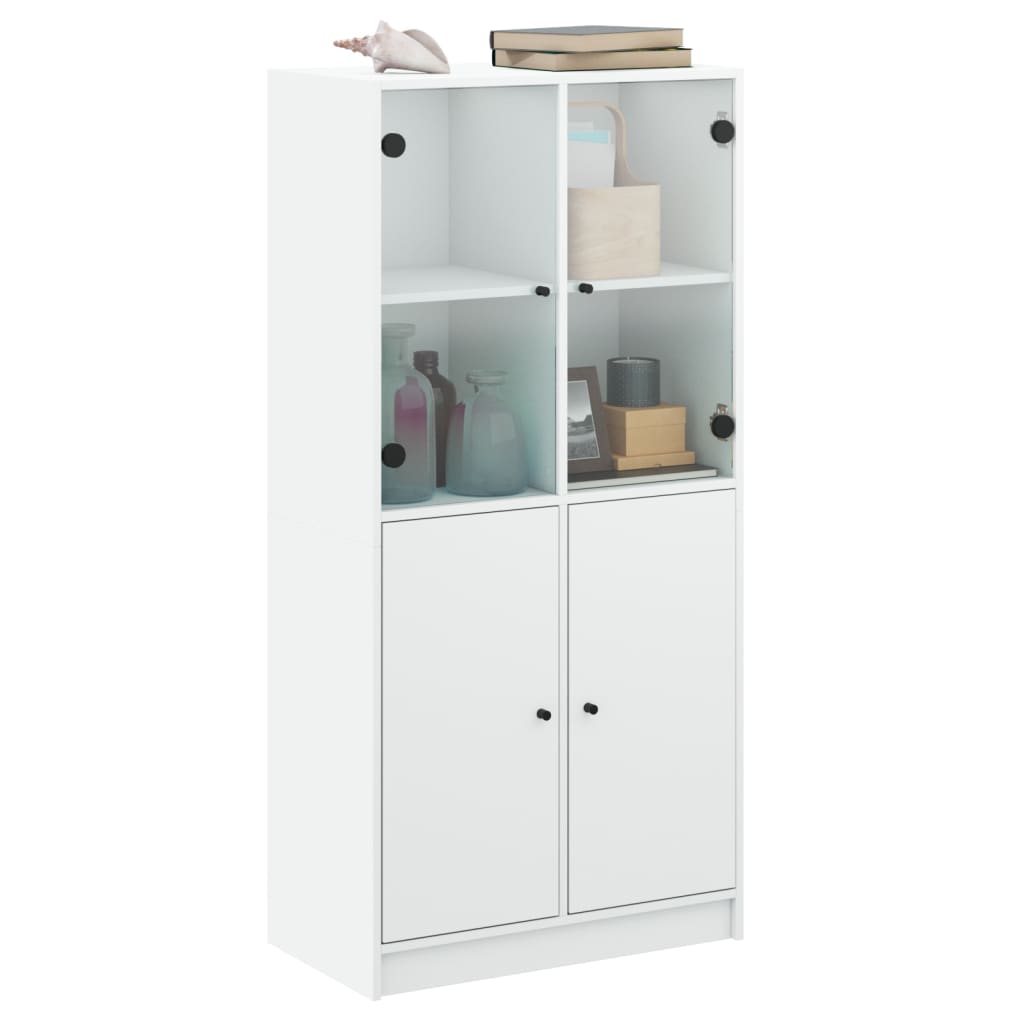 Highboard with Doors White 68x37x142 cm Engineered Wood