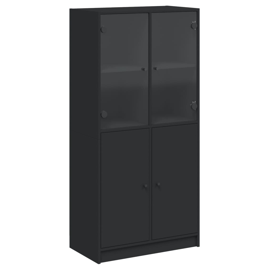 Highboard with Doors Black 68x37x142 cm Engineered Wood