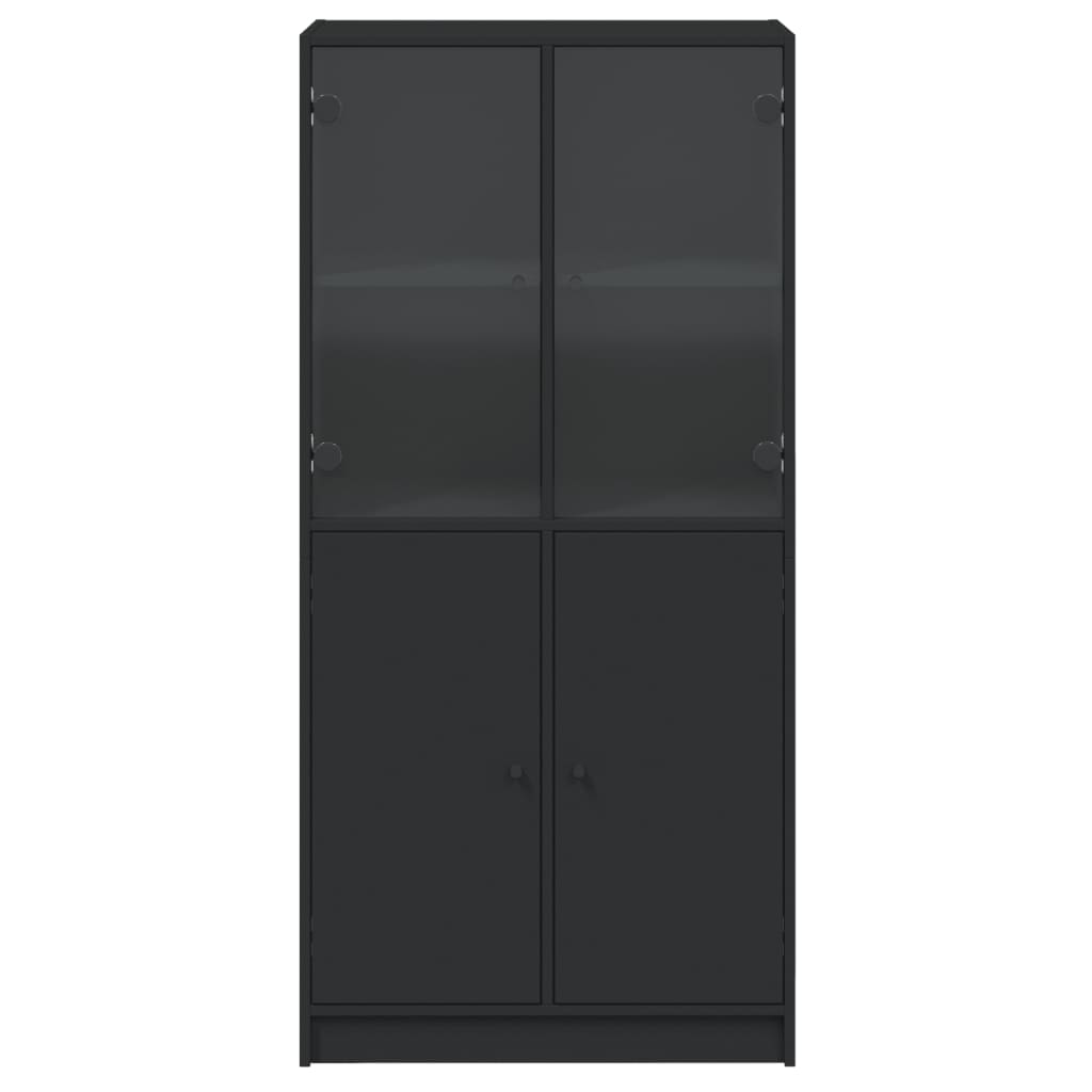 Highboard with Doors Black 68x37x142 cm Engineered Wood