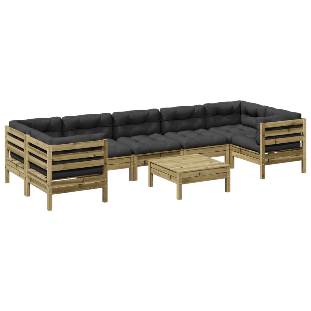 8 Piece Garden Sofa Set with Cushions Impregnated Wood Pine