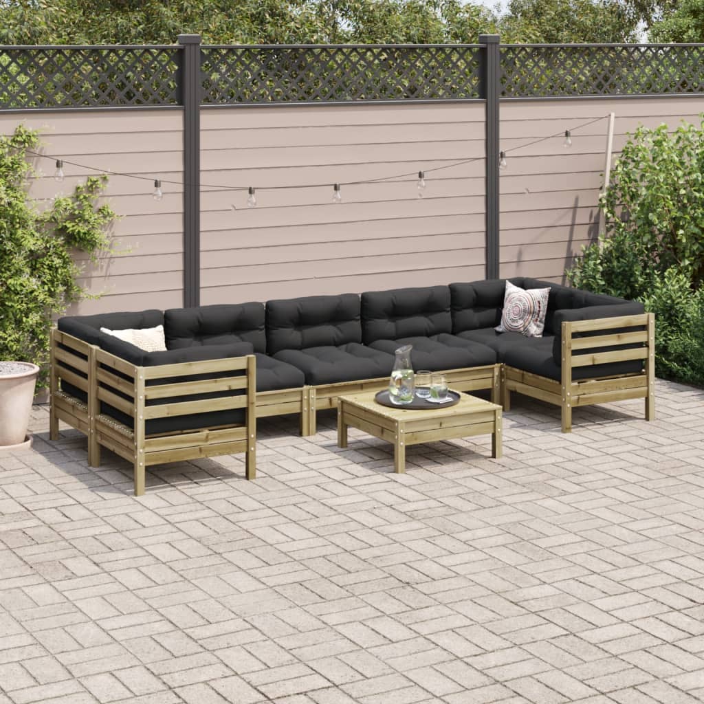 8 Piece Garden Sofa Set with Cushions Impregnated Wood Pine