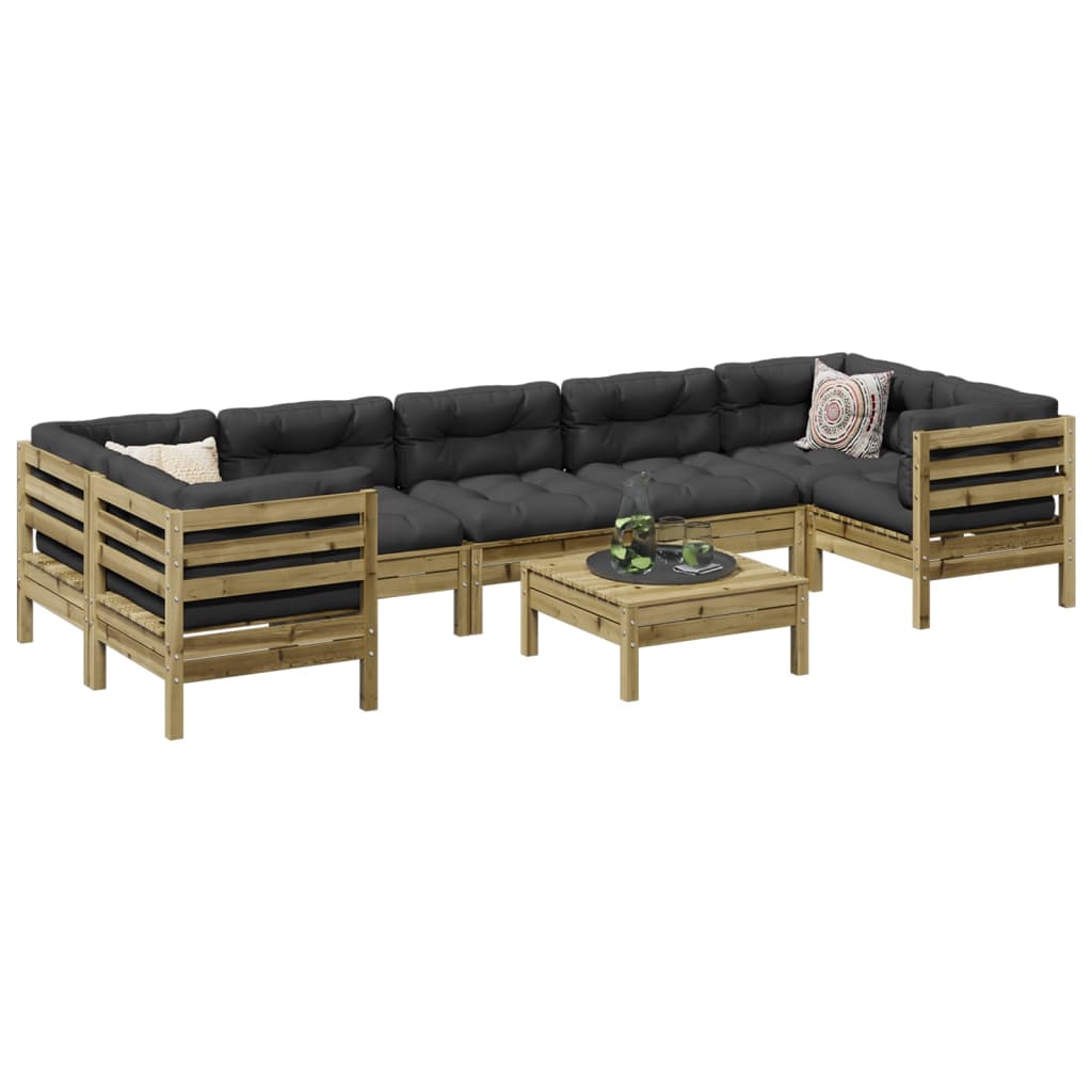 8 Piece Garden Sofa Set with Cushions Impregnated Wood Pine