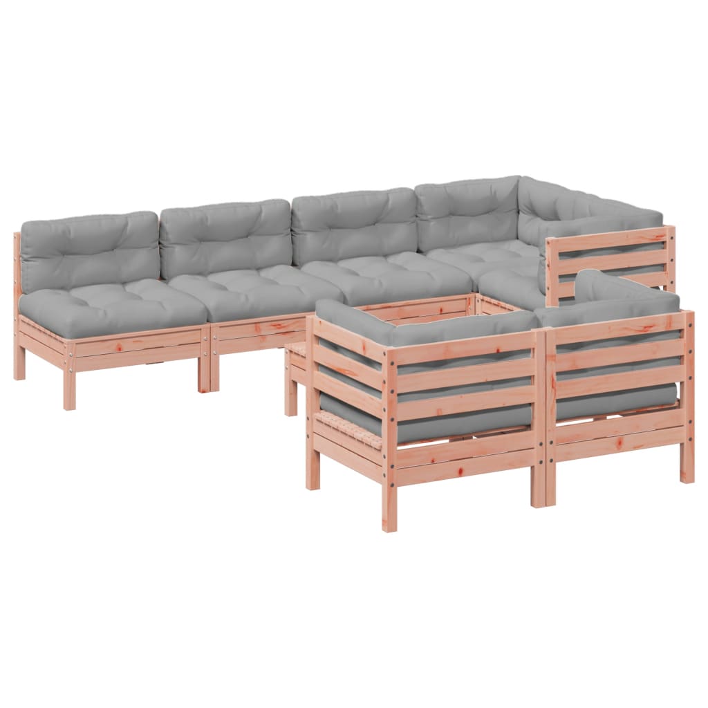 8 Piece Garden Sofa Set with Cushions Solid Wood Douglas Fir